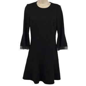 Le Gali Dress‎ Womens XS Black Laura Lace-trimmed Flounce Bell Sleeve
